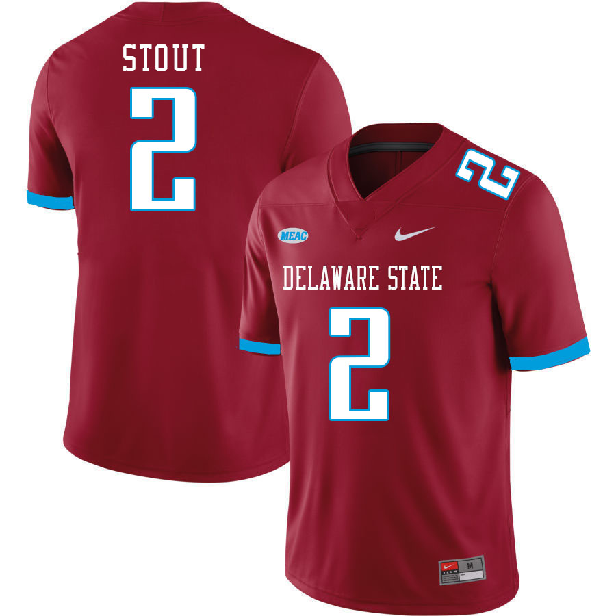 Men-Youth #2 Nico Stout Delaware State Hornets 2023 College Football Jerseys Stitched-Red